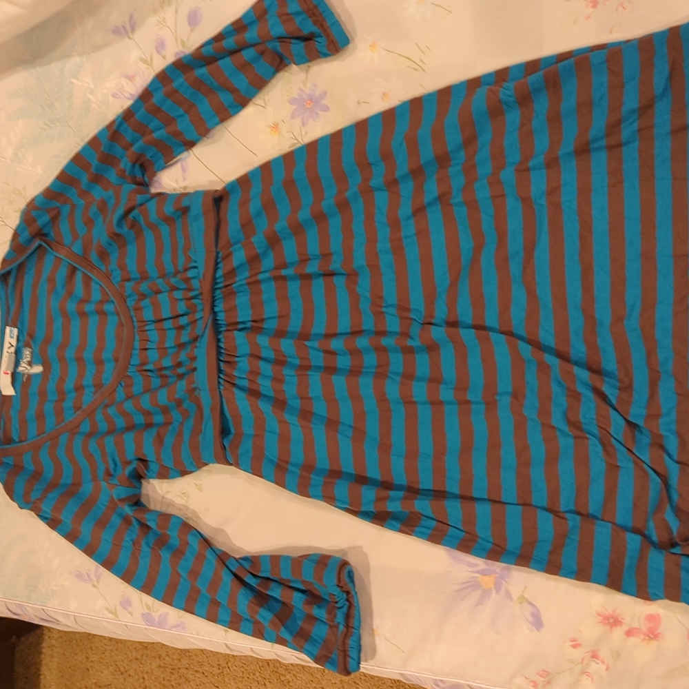 Roxy blue and teal stripe long sleeve dress size small new with tags
